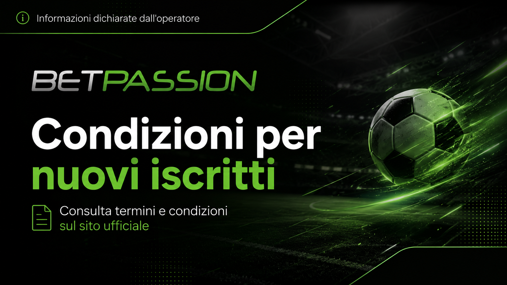 Banner informativo Betpassion sulle condizioni per nuovi iscritti