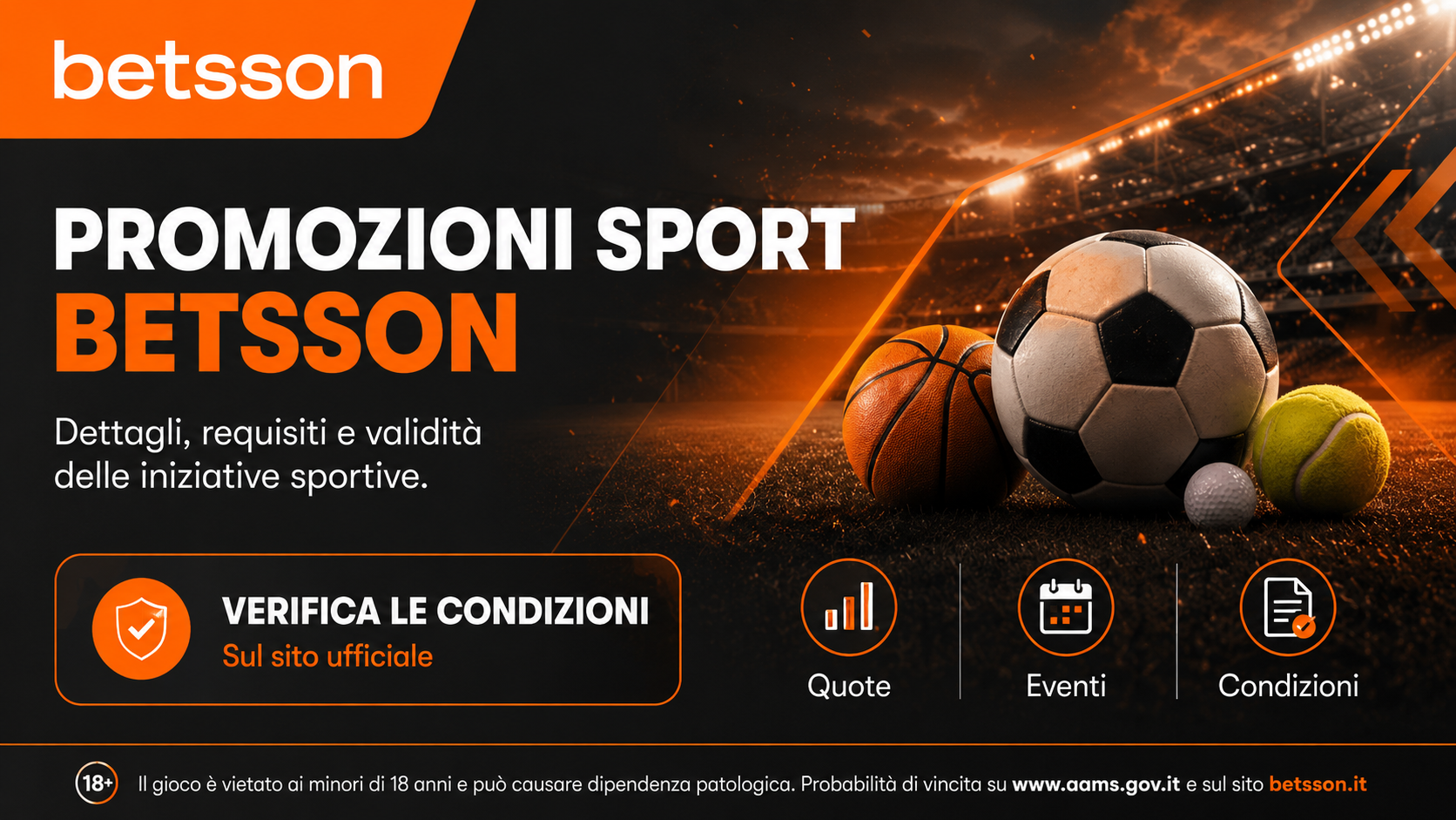 Banner informativo Betsson sulle promozioni sportive