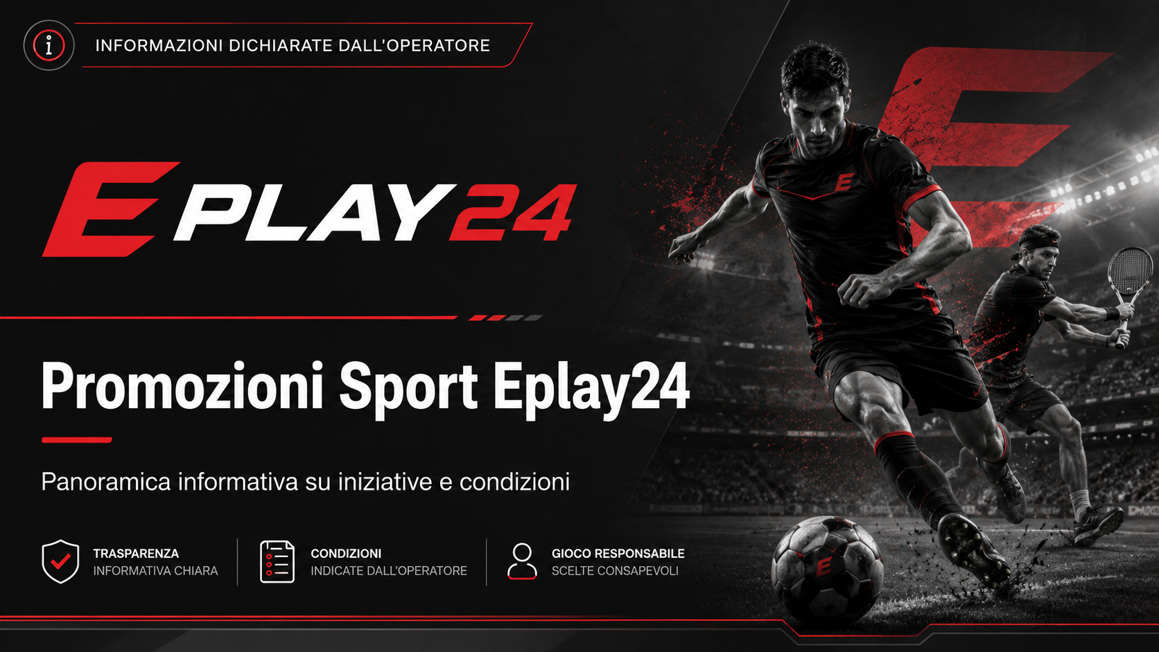 Banner informativo Eplay24 sulle promozioni sportive