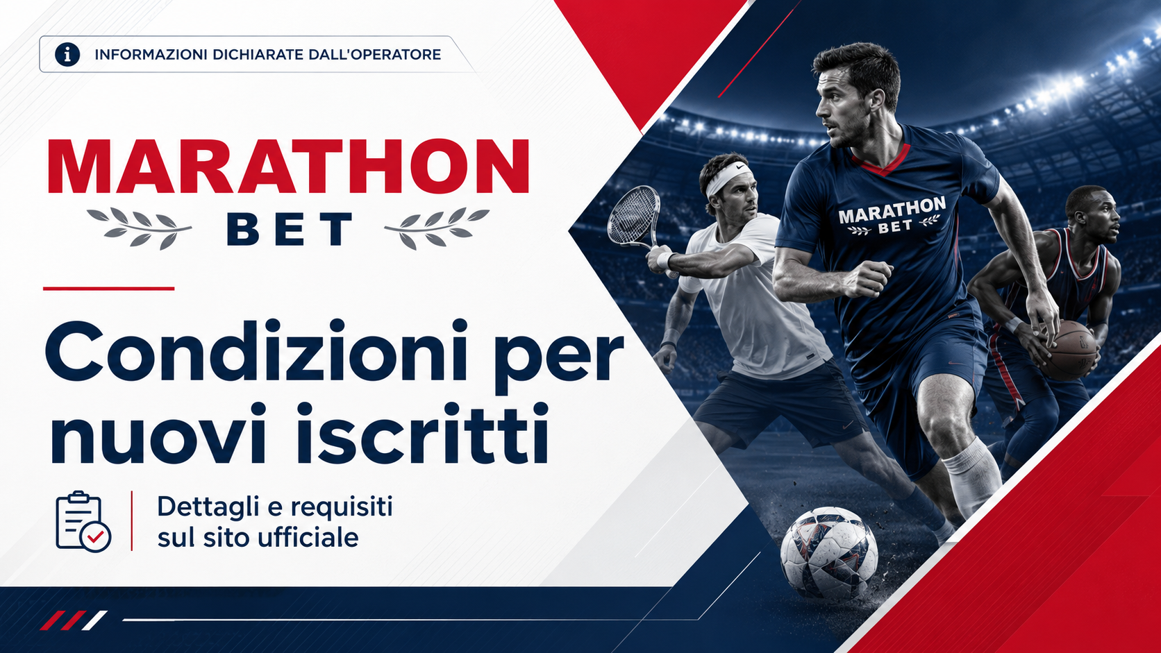 Banner informativo Marathonbet sulle condizioni per nuovi iscritti
