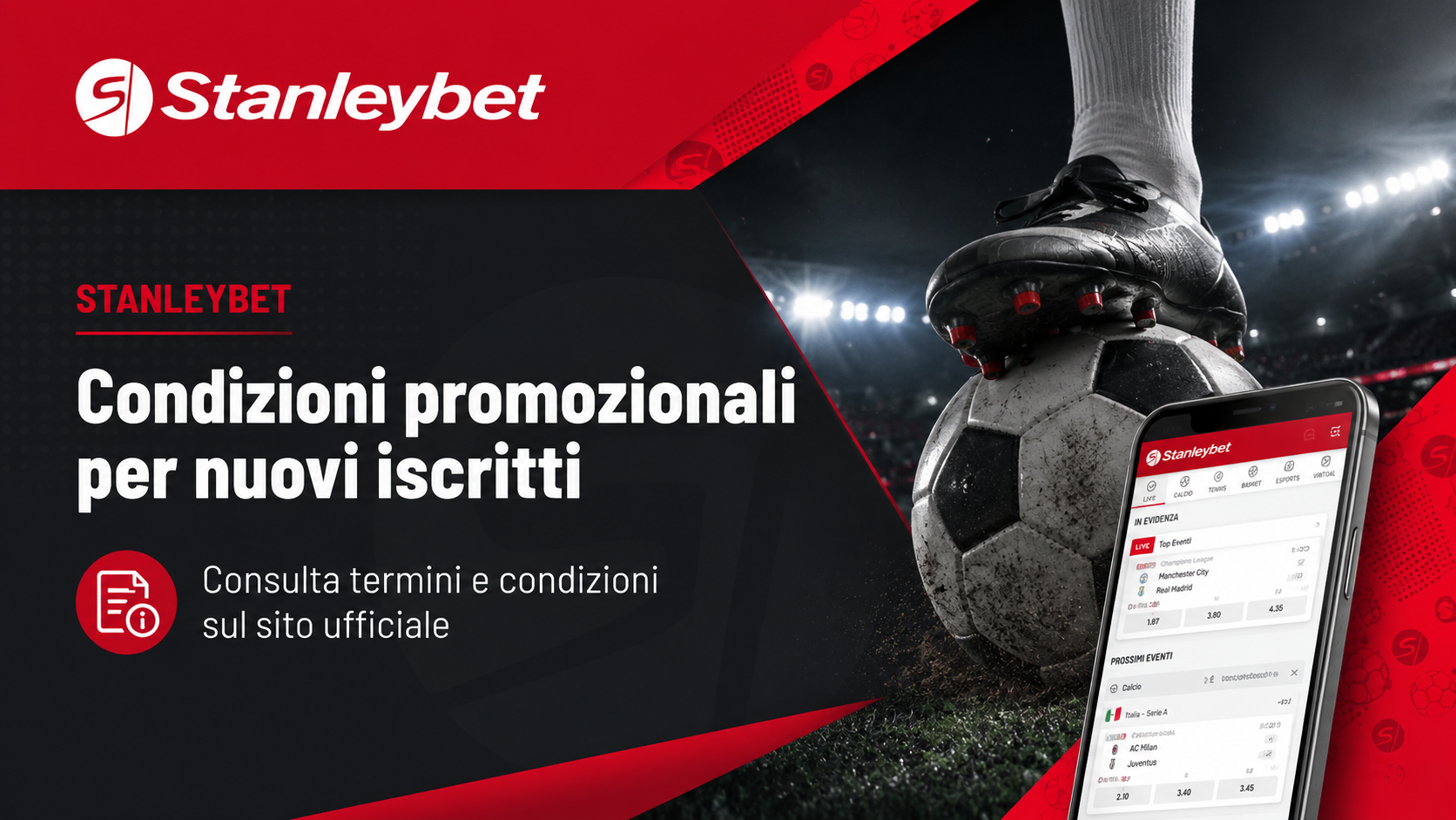 Banner informativo Stanleybet sulle promozioni sportive